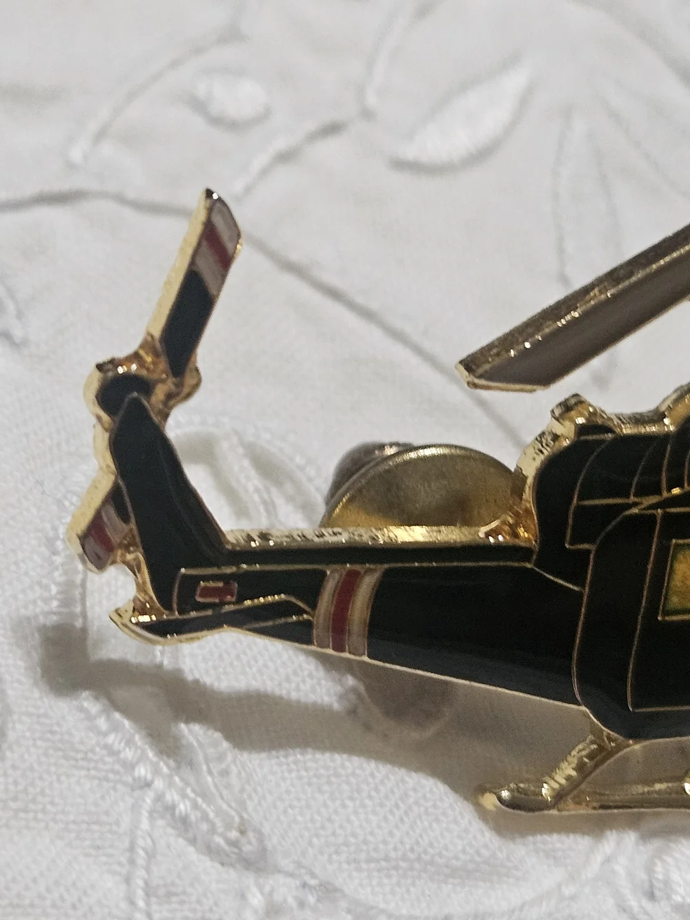 Bell UH-1 Iroquois Helicopter Military-style Enamel Pin Shaped